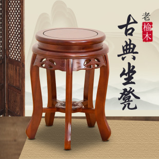 Drum stool solid wood bed & breakfast Elm small low stool solid wood ancient drum stool round stool guzheng home living room shoes changing rest