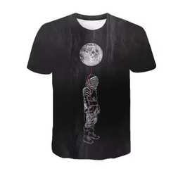 夏季太空图片 T 恤男士休闲 3D 打印短袖嘻哈个性圆领短袖上衣