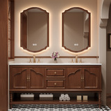 Умывальник в американском стиле Комбинация шкафчиков для ванной комнаты в китайском стиле в стиле ретро Раковина для ванной во французском стиле из шифера Встроенная двойная раковина горячего изгиба