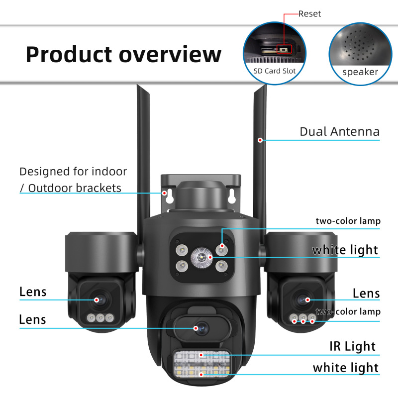 ICSEE 3メッシュ 4メッシュ ガンボール 12MP 監視カメラ 家庭用 屋外 360度 死角なし デュアルカメラ Xiongmai|undefined