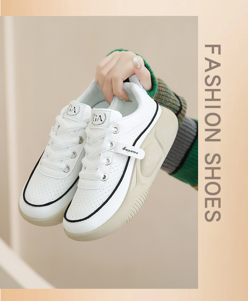 Atmungsaktive Damen Freizeitschuhe Mit Dicker Sohle Weiß_voghion.com