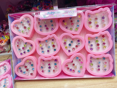 跨境儿童水钻戒指礼盒套装女童指环手饰可调节戒指圈宝石戒指混批|ru