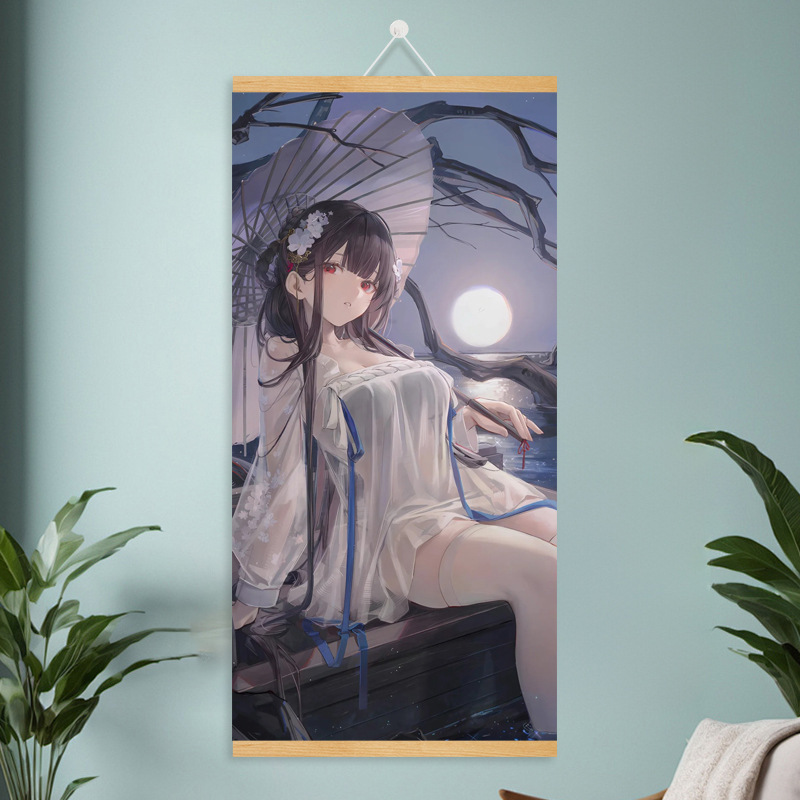 漫画コミック甘くてかわいい女の子ポスター工場ドロップシッピング無垢材スクロール吊り絵画越境電子商取引 Xiyin|undefined