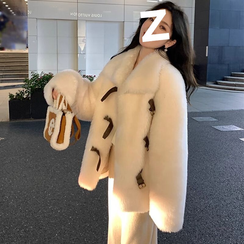 杨幂同款羊剪绒羊羔毛外套皮毛一体仿皮草宽松加厚冬季外套女|undefined