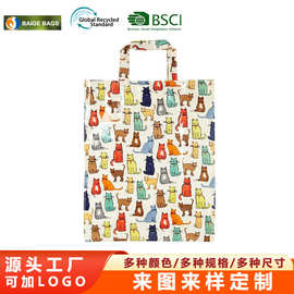 可爱防水猫咪图案购物袋少女心手提袋女学生上班通勤布帆袋礼品袋