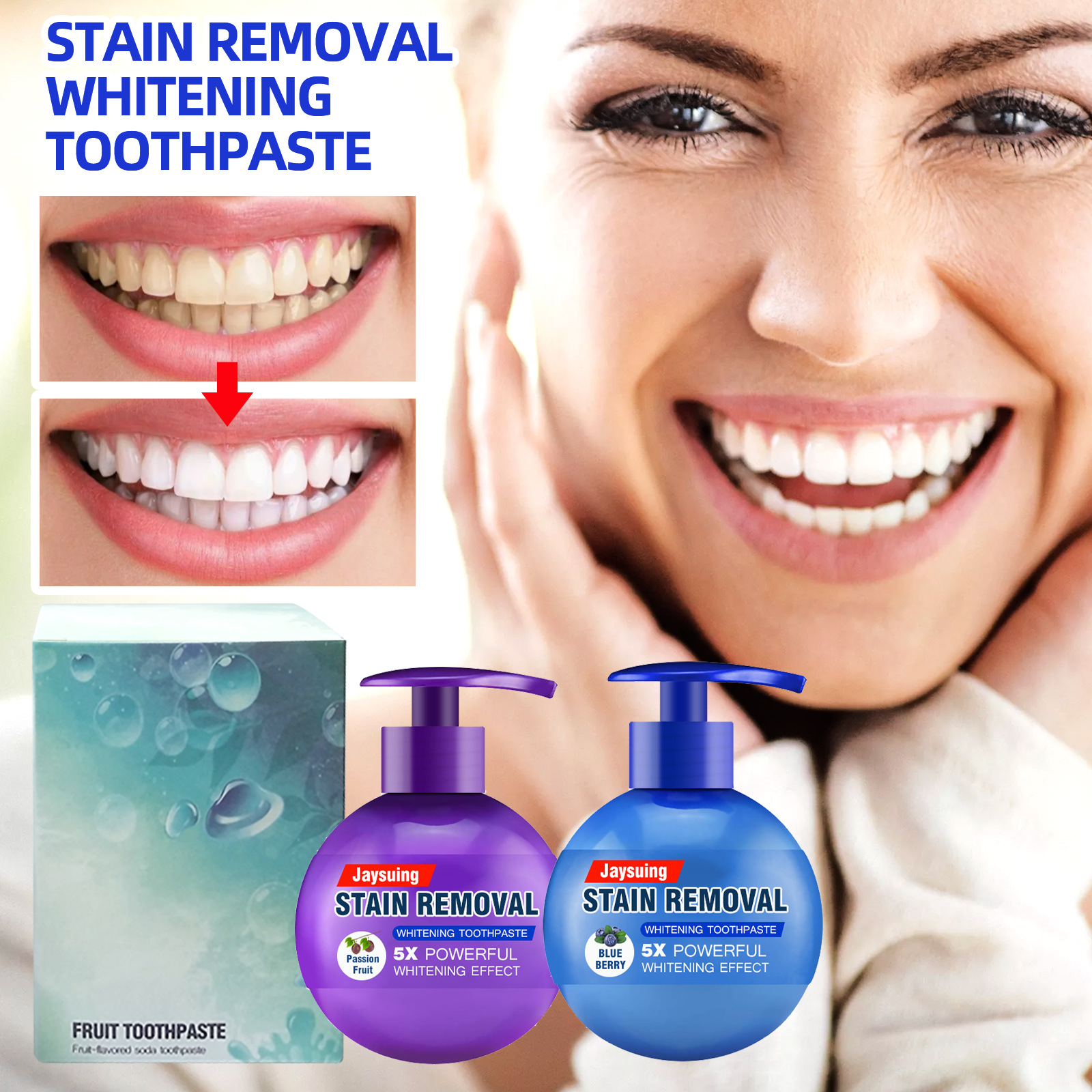 Oral Jaysuing Toothpaste, Cleaning, Sodium Bicarbonate Press Type Toothpaste, Bottled Toothpaste, Press Toothpaste_voghion.com