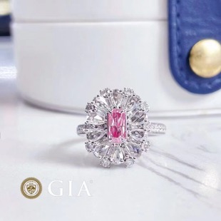 0.5ct18K Gold GIA Certificate pink diamond ring pendant dual-use clarity si2 fashion square diamond ring