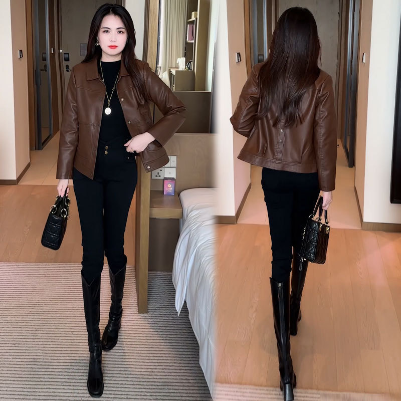 皮衣短外套女2025秋季新款韩版时髦洋气显瘦小个子短款PU皮夹克潮|undefined