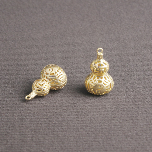 Pure brass hollow lotus calabash Bagua goldfish DIY keychain pendant mini pendant small copper ware wholesale