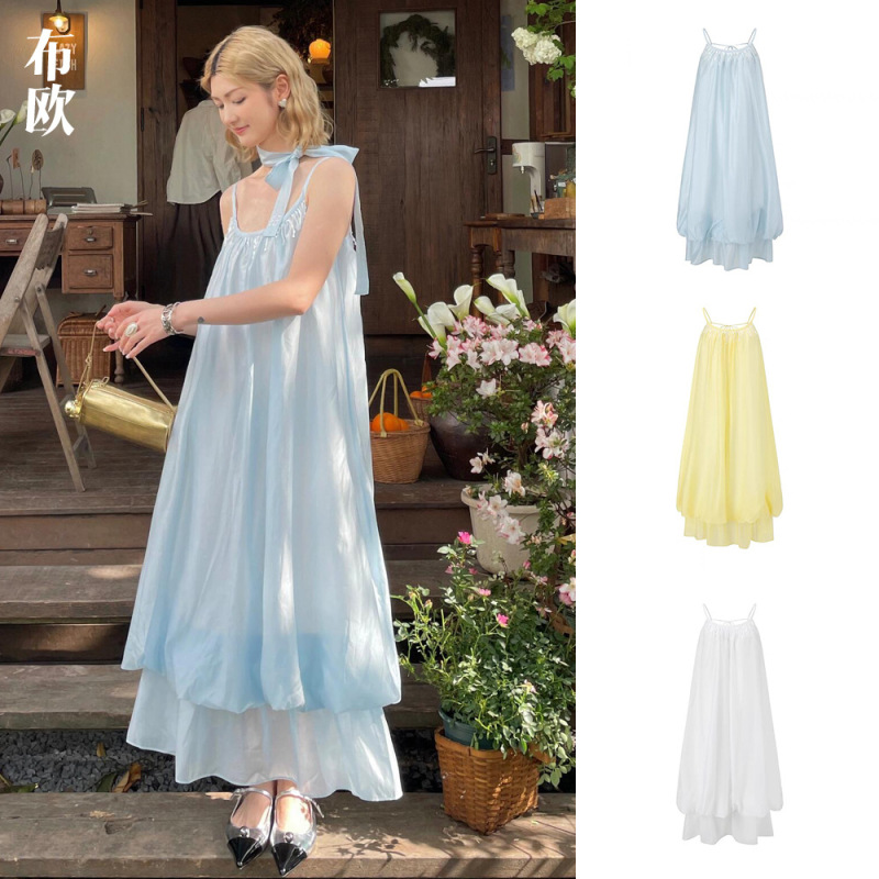 [Clearout No Returns or Exchanges] Island Vacation Series Tencel Jellyfish Sequined Long Sling Dress for Women