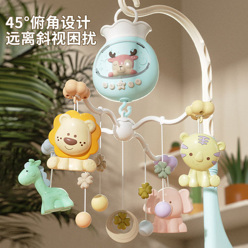 Infant sleep aid toy, newborn bedside rattle, electric music rotating crib bell, baby stroller hanging toy