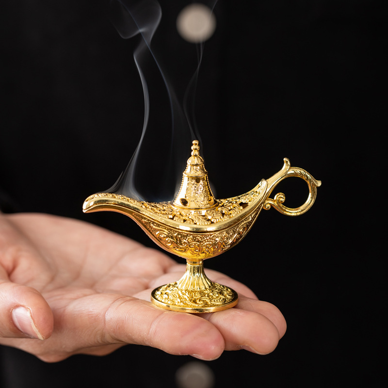 阿拉丁神灯香炉合金盘香炉无粘粉祥云鹅梨帐中香檀香沉香茶道摆件