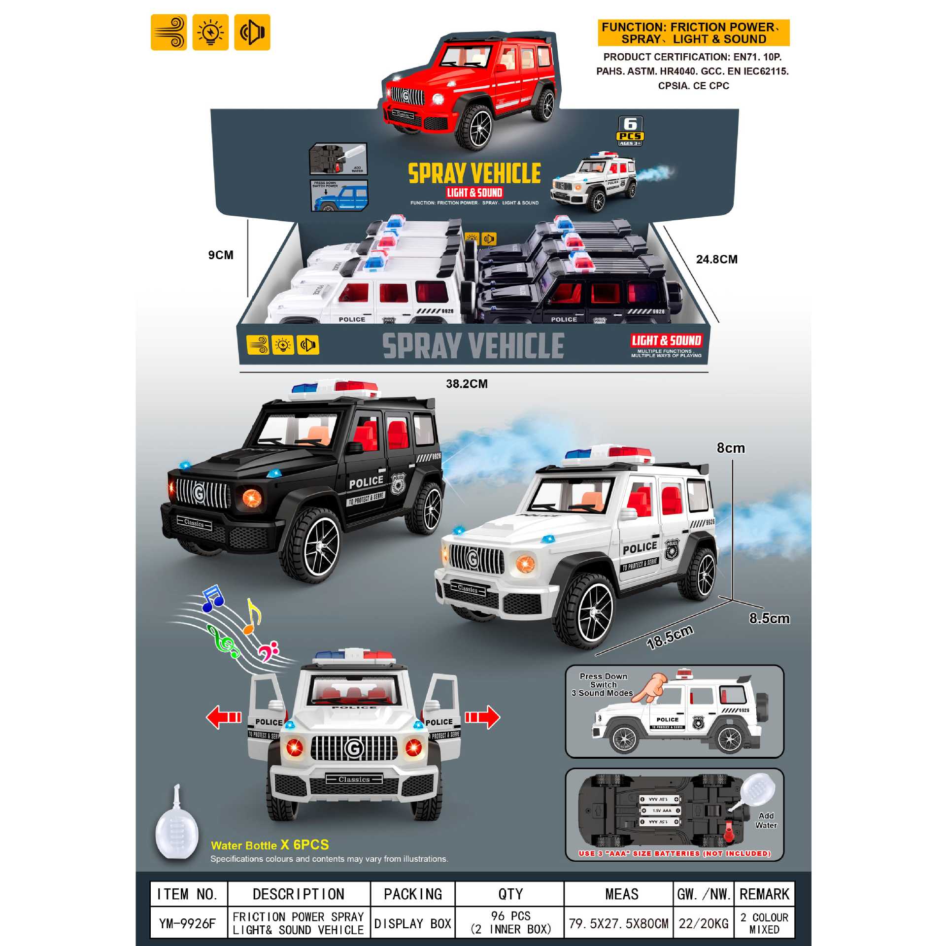 Coche de policía inercial para niños juguete niño modelo de coche decoración simulación de ambulancia se puede abrir coche de policía al por mayor