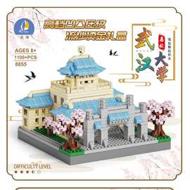 8855儿童益智过家家DIY武汉大学小颗粒积木1100+PCS