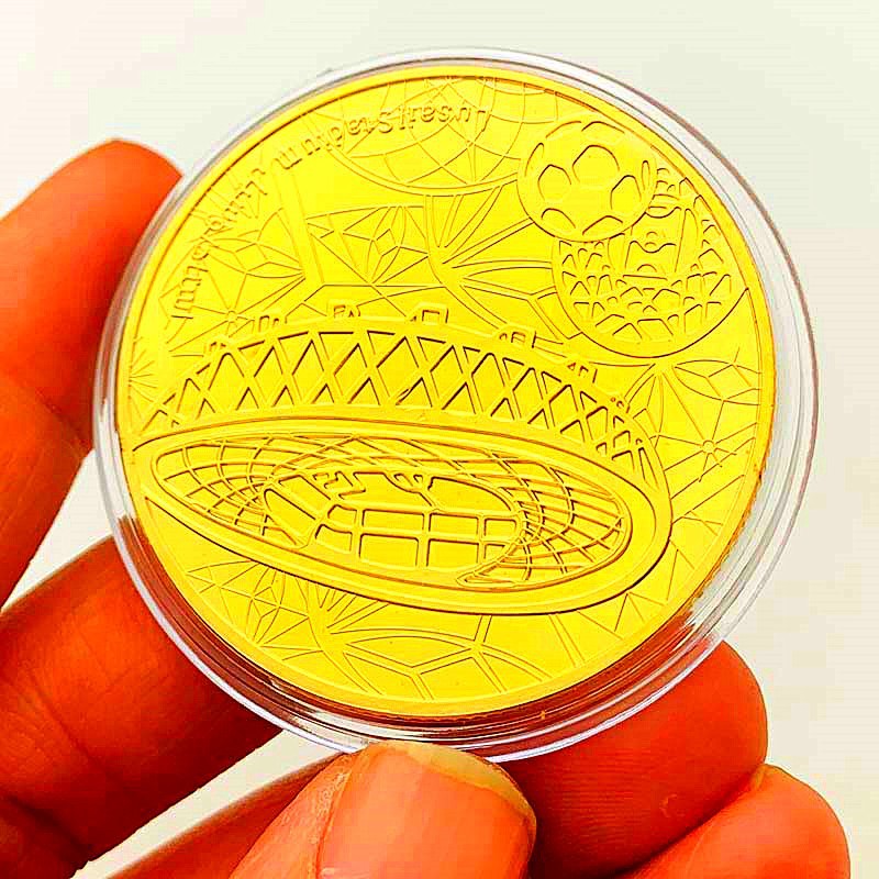 2022 Dubai Qatar Copa Mundial de Fútbol medallas conmemorativas chapadas en oro jugar monedas monedas conmemorativas creativas