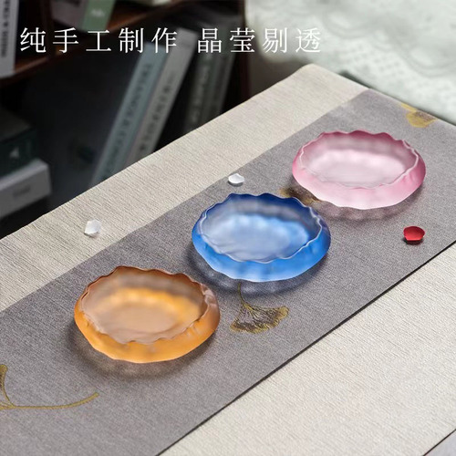 Glazed brush pen licking small ink dish Chinese painting pigment dish glass ink dish Chinese style calligraphy pen washing ink pool