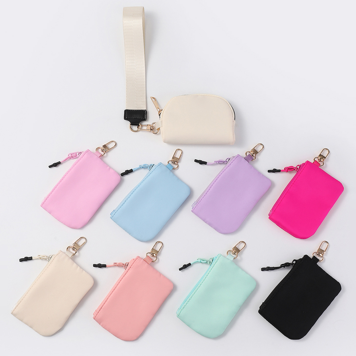 Bolso de muñeca transfronterizo LULU con el mismo estilo Mini bolso de color de moda portátil Estuche para llaves de almacenamiento impermeable de nailon