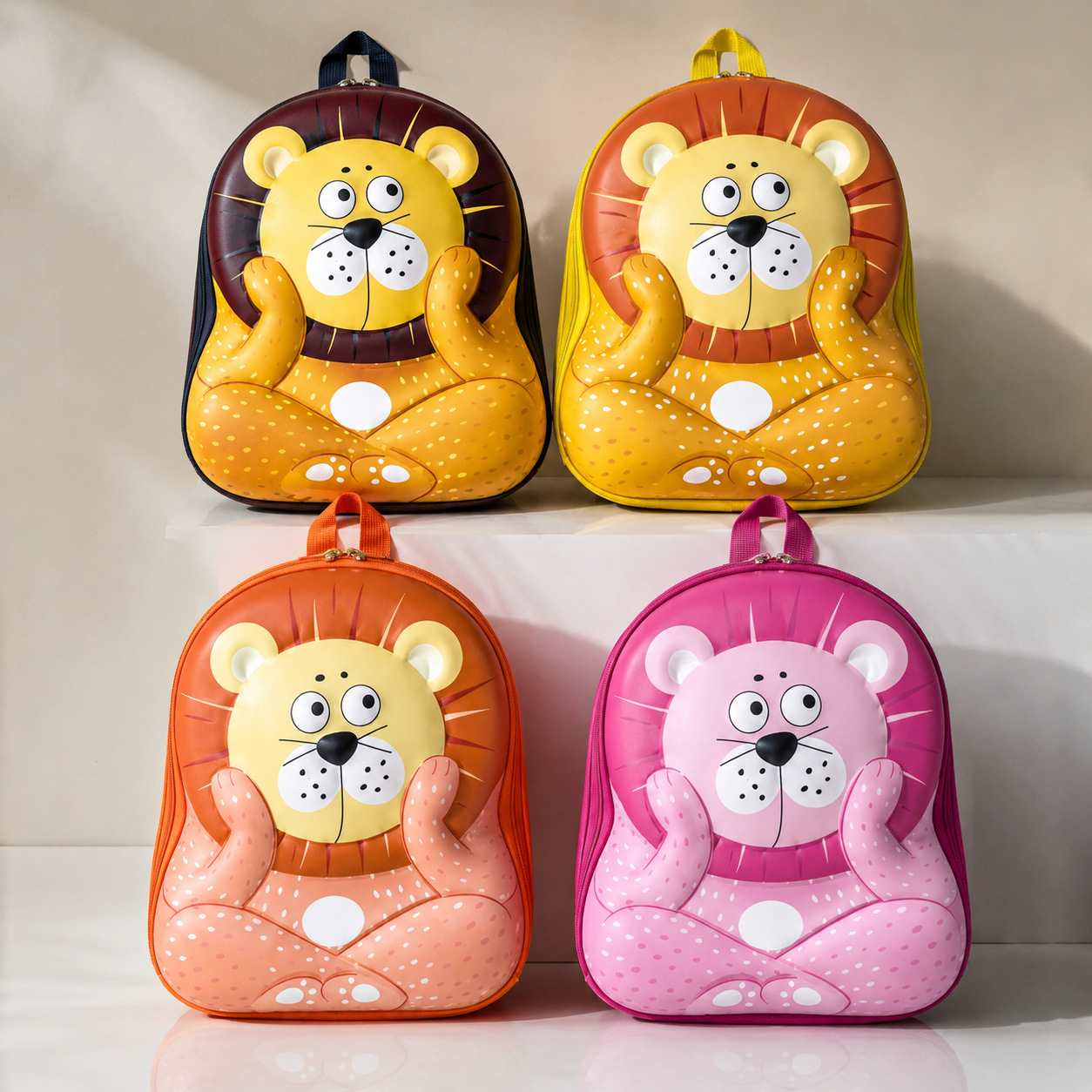 Kindergarten children's backpack cartoon lion nylon boys and girls baby school bag 3-6 years old fashion trendy backpack