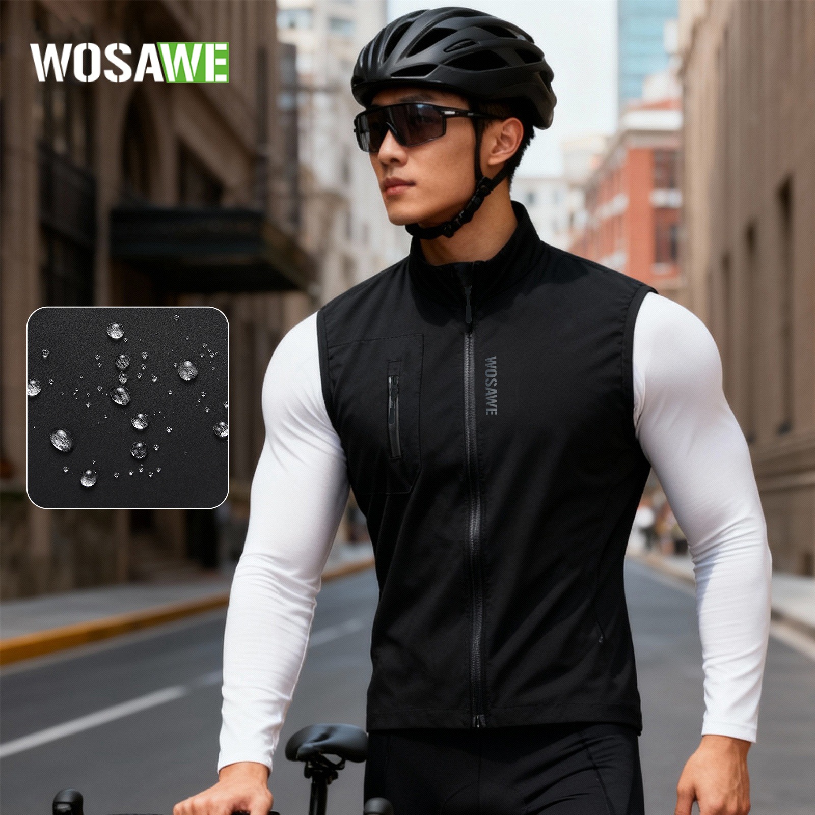 Wosawe Spring and Summer Cycling Vest Windproof Cycling Clothing Lightweight Road Bicycle Sleeveless Breathable Windbreaker