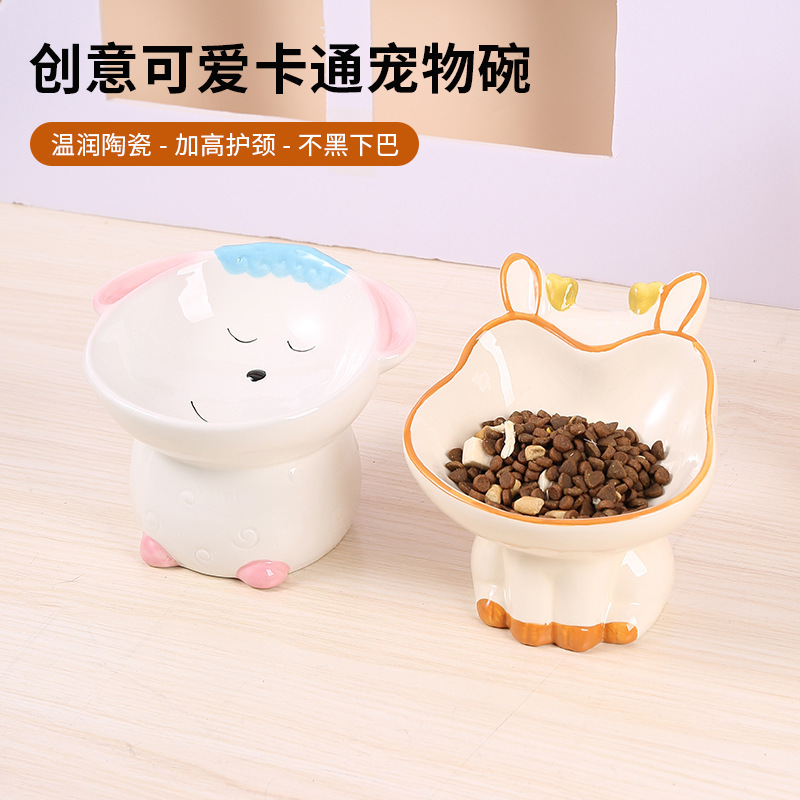 Creative Ceramic Pet Bowl Cartoon Painted Large Bowl Mouth Neck Protection Black Chin Water Food Cat Bowl Multi-purpose Creative Ceramic Pet Bowl Cartoon Painted Large Bowl Mouth Neck Protection Black Chin Water Food Cat Bowl Multi-purpose