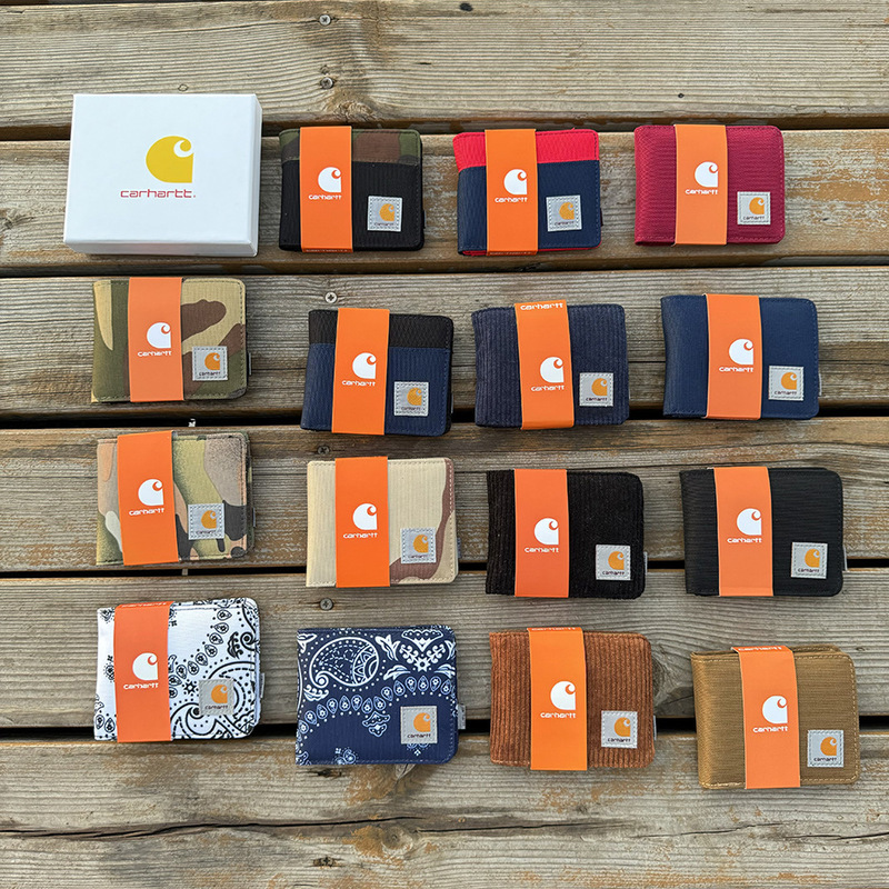 Carhartt durable Oxford cloth short wallet, American workwear fashion brand, unisex foldable coin purse Carhartt durable Oxford cloth short wallet, American workwear fashion brand, unisex foldable coin purse