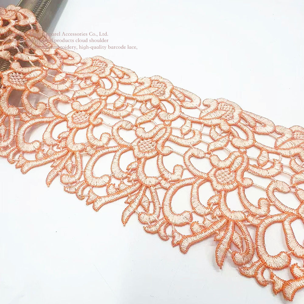 细线镂空12公分宽新款双色水溶条码绣花多色蕾丝服饰辅料刺绣花边
