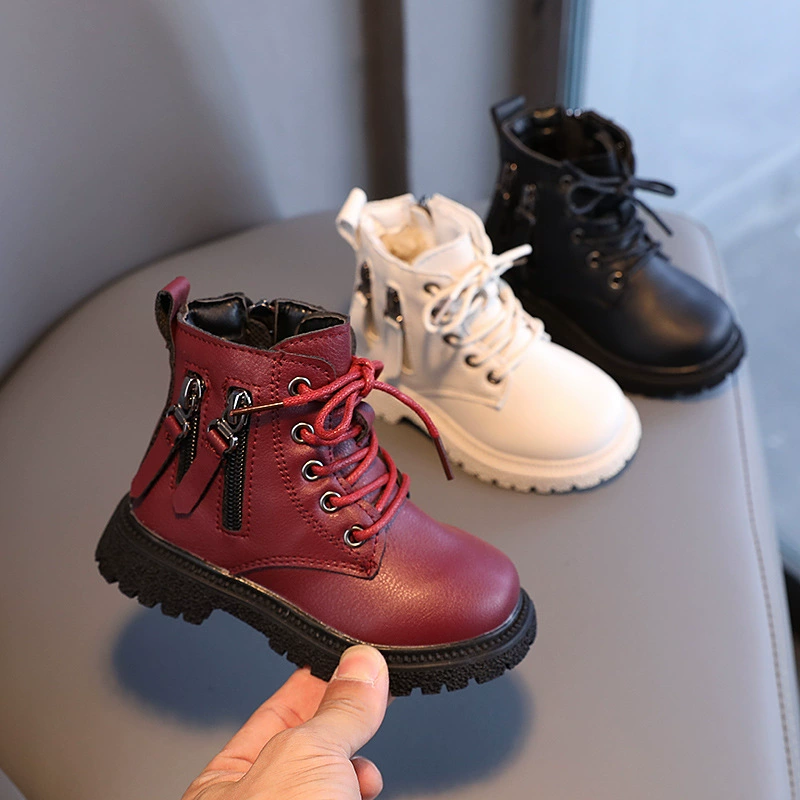 Martens, детские флисовые нескользящие теплые полусапожки для мальчиков в английском стиле, 2023 г., мягкая подошва