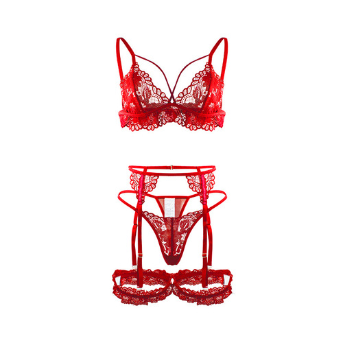 Manufacturer wholesale sexy temptation sexy bra garter belt sexy lingerie four-piece set bed flirting female products