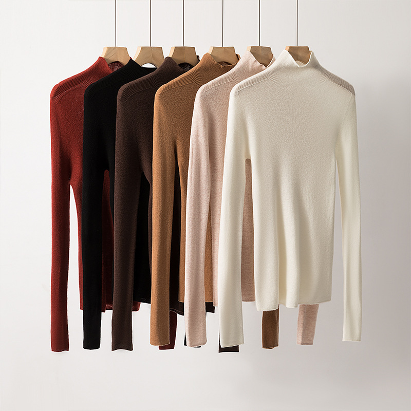 Special Offer, No Returns or Exchanges: 18-Gauge Seamless Integrated High-Neck Wool Sweater for Women, Slim-Fit Knitwear for Layering