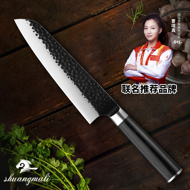 Cuchillo de chef forjado 4CR14 patrón de martillo de acero inoxidable 8 pulgadas cuchillo de cocina cortador de carne generación transfronteriza de pelo