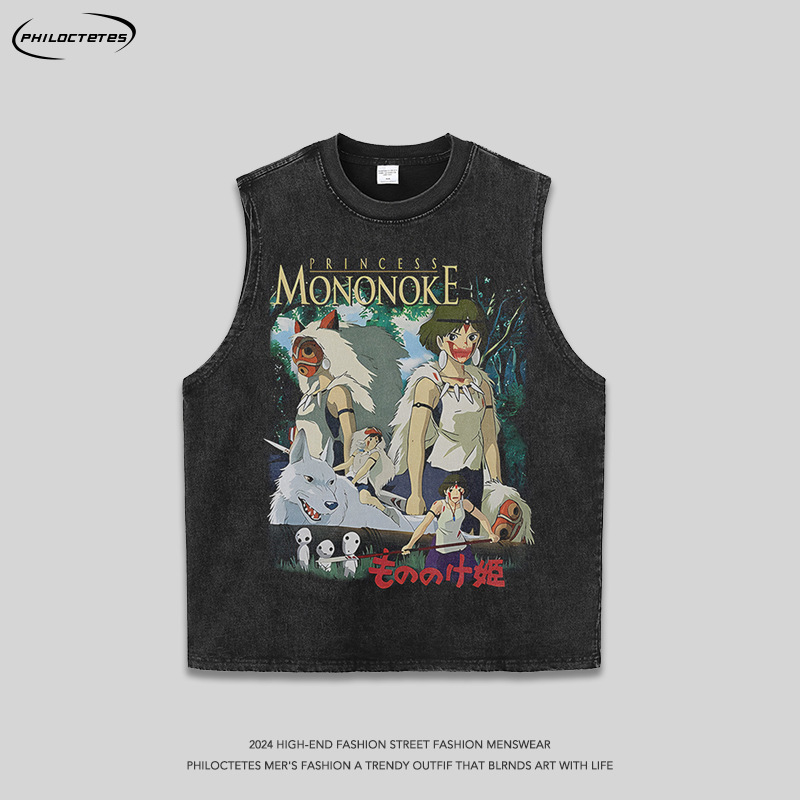 American Street Fun Cartoon Printed Short-sleeved T-shirt Men's and Women's National Fashion Hip Hop Old Washed Half-sleeved Tee Shirt American Street Fun Cartoon Printed Short-sleeved T-shirt Men's and Women's National Fashion Hip Hop Old Washed Half-sleeved Tee Shirt