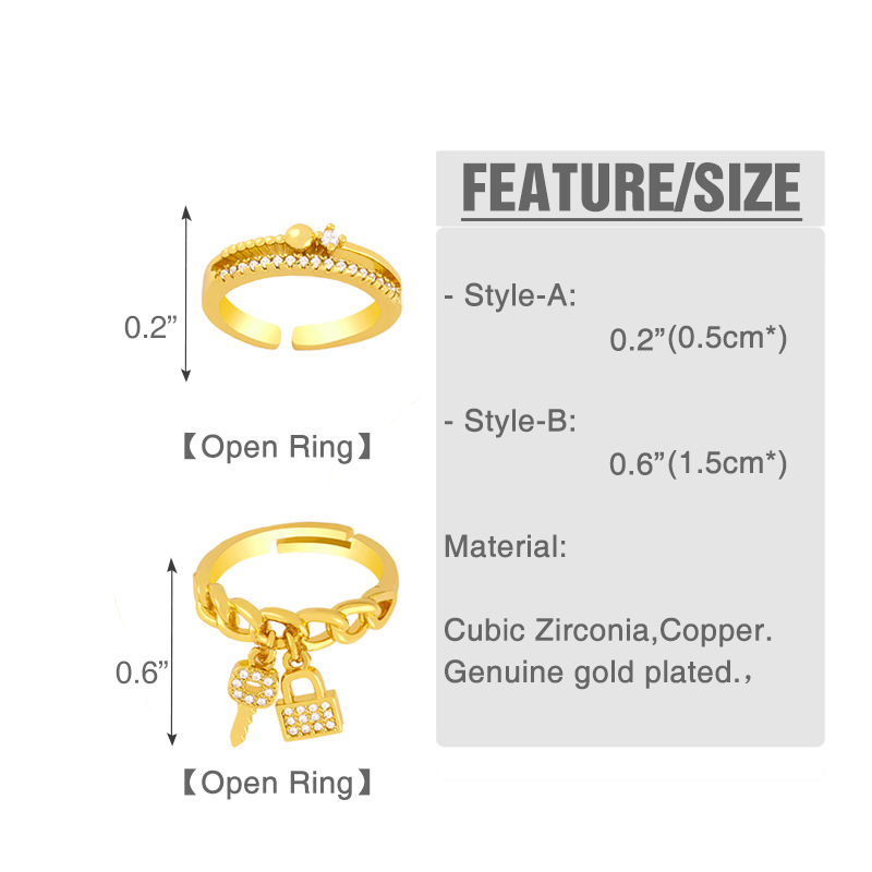 Fashion Key Lock Zircon Ring display picture 1