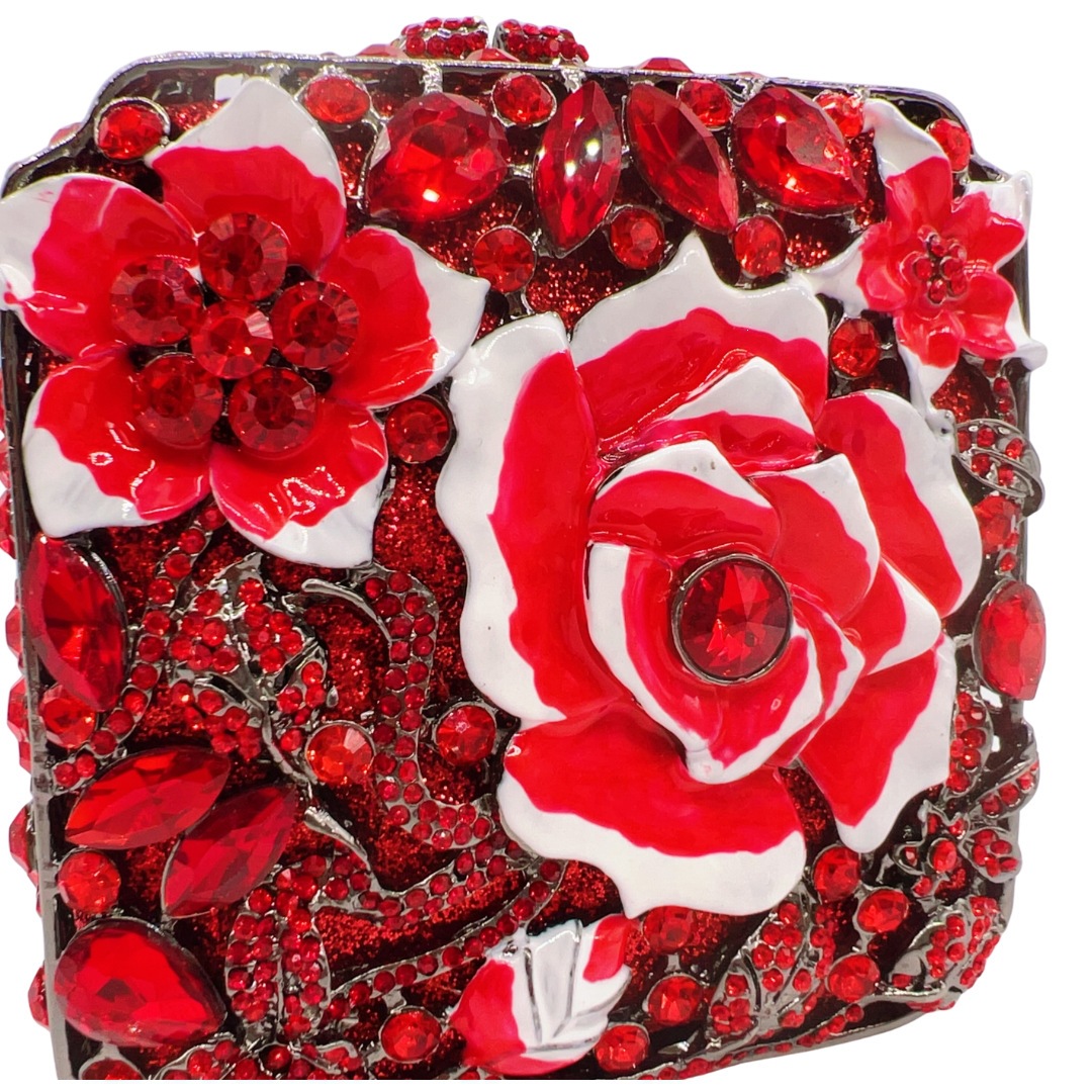 Bolsa de cristal transfronteriza con diamantes ligeros de lujo goteo de aceite rosa fiesta de cena reunión anual de mano bolsa dura