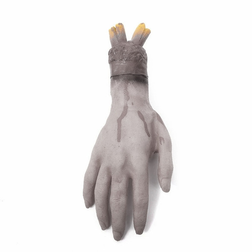Halloween horror costumes, escape room, haunted house layout, bloody and bone-revealing simulated person with severed fingers, heads and feet