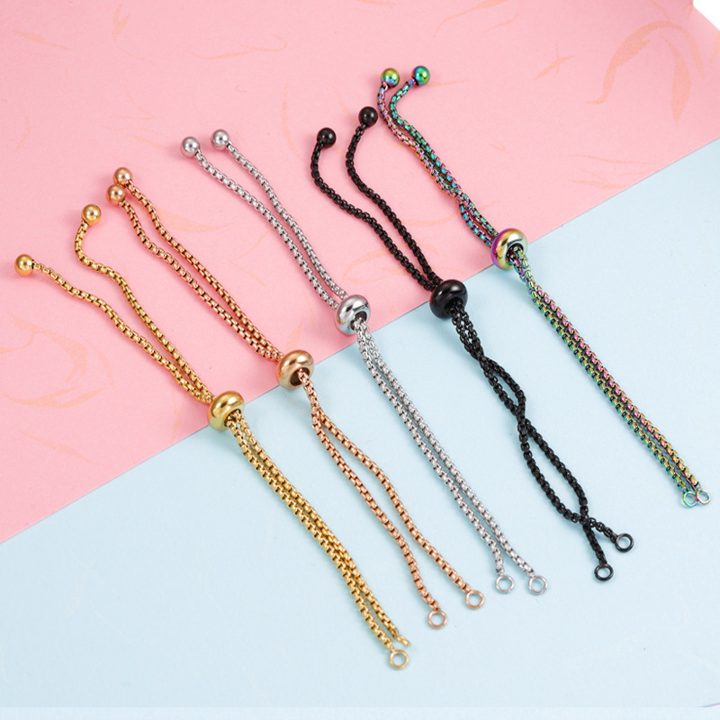 Bolo DIY Stainless Steel Rubber Bead Bracelet Adjustable DIY Bracelet Rubber Bead Chain Single Ring Non-Removable Pearl Chain