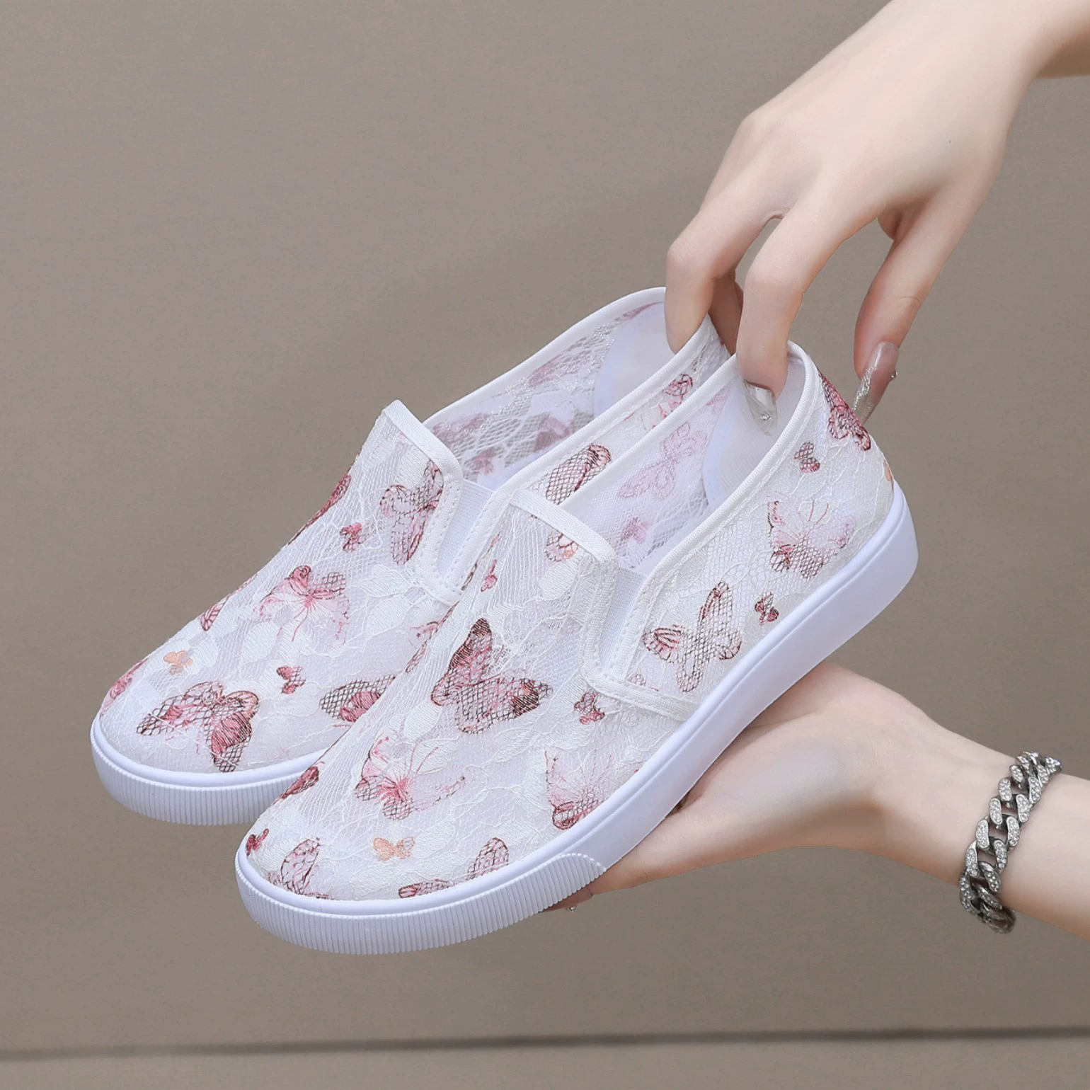 Летние дышащие женские туфли с сеткой полые женские повседневные туфли