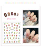 Cartoon cute nail stickers for nails, fruit oil, fake nails, South Korea, with little bears, flowered, wholesale