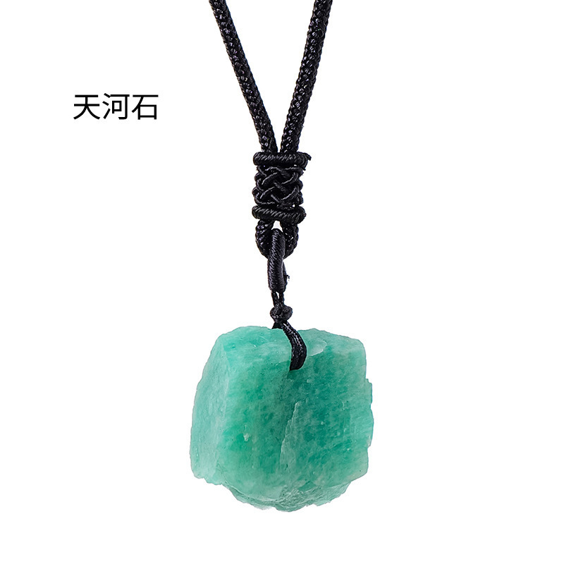 跨境热销天然水晶原石吊坠粉水晶紫水黄水晶原石项链饰品挂件批发|undefined