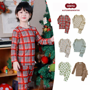 Children's Autumn Christmas Home Clothing Set 25 New Men's and Women's Baby Autumn Clothes and Autumn Pants Category a Pure Cotton Pajamas