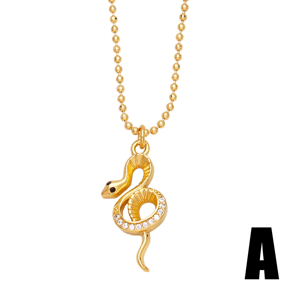 new animal snake pendant copper gold-plated inlaid zircon necklace