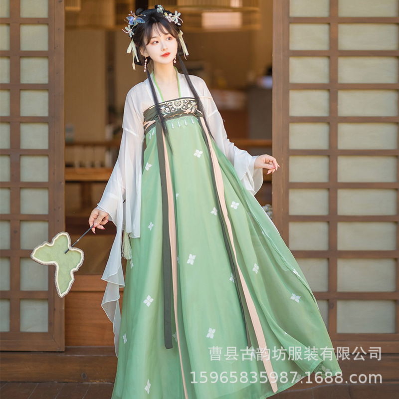 正品汉服女中国风唐制短衫齐胸破裙古装改良汉元素唐风禅意薄款
