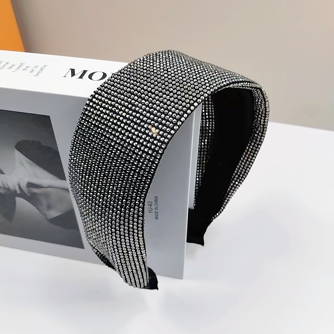 歐美潮流寬版滿鑽時尚發箍加寬遮白髮高級感宴會氣質百搭壓發頭箍