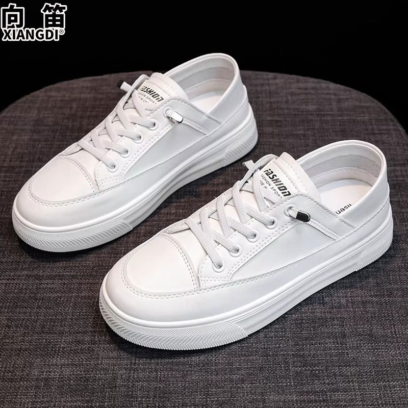 Genuine Leather White Shoes for Women, 2026 Spring New Style, Soft Sole, Comfortable Slip-On Casual Sports Sneakers