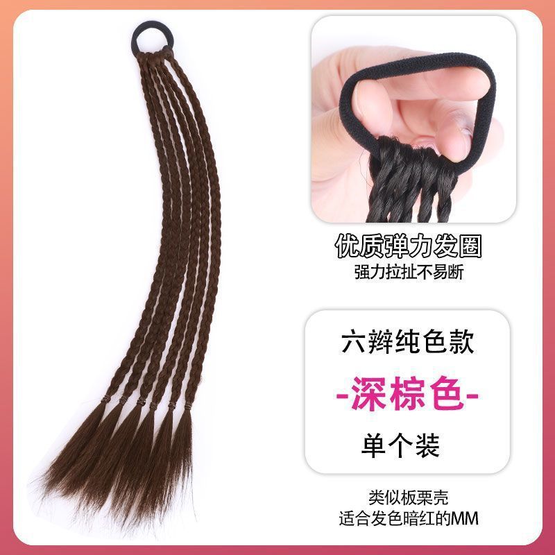 Nuevo estilo chino de las mujeres pequeña trenza Fishbone Twist trenza de boxeo Internet celebridad peluca natural de las mujeres alta cola de caballo