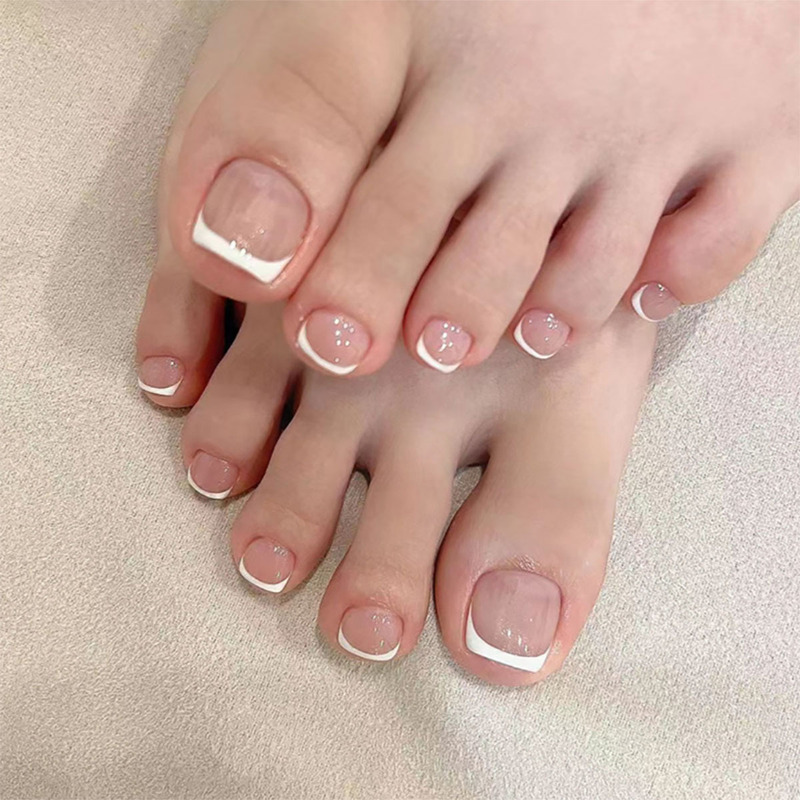 French-Style Simple Toenail Patches Wearable Nail Patches Finished Nails Whitening Manicure Wholesale
