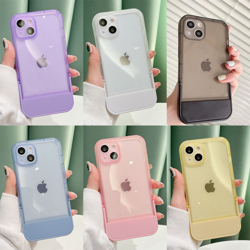Invisible stand phone case for Apple 16 transparent 14promax folding 13 wholesale iphone15 silicone 12