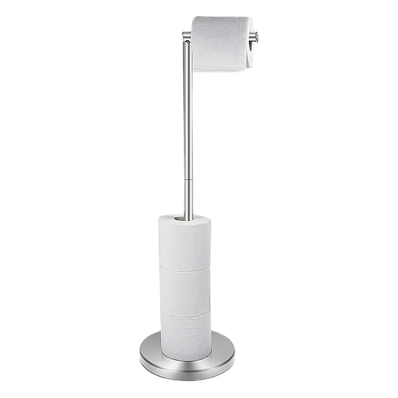 Foreign trade toilet tissue holder single rod stainless steel floor Vertical Roll holder bathroom floor toilet paper holder punch-free