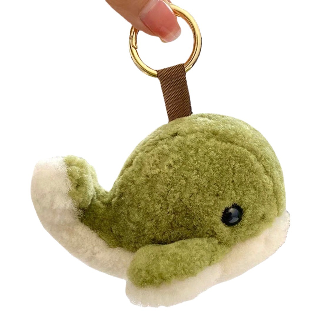 Lindo Delfín de lana real llavero coche piel ballena colgante Felpa Muñeca adornos