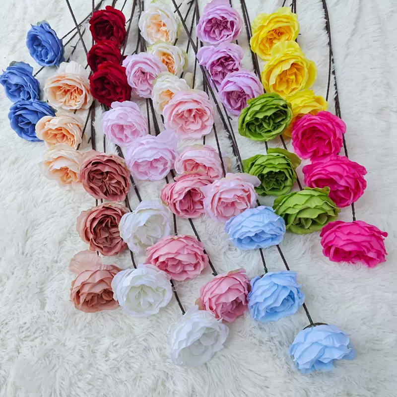 仿真玫瑰花高枝奥斯丁仿真花婚庆用花场景布置跨境批发绢花装饰花