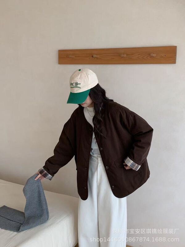 琪镌绘制秋冬季新款韩系撞色棉服外套女装百搭高级感棉衣潮93615|undefined